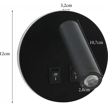 Svítidlo Immax GOAL 2 Vypínače, designové nástěnné LED 6W svítidlo, ČERNÉ