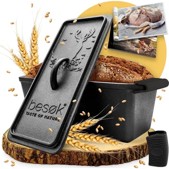 Forma na pečení Besok Litinová forma na pečení chleba s poklicí 28 cm černá