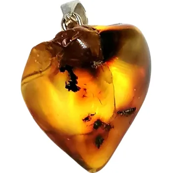 Přívěsek Jantar pravý přívěsek světlý s chir.ocelí (zajímavé inkuze uvnitř)