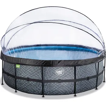 Bazén Exit Toys Frame s pískovou filtrací a kopulí 450x122cm Stone Grey