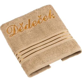 Ručník Bellatex Froté ručník kolekce Linie s výšivkou Dědeček Hnědá