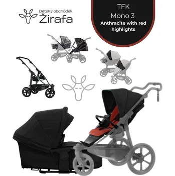 Kočárek Akční set TFK Mono 3 Anthracite with red highlights 7v1 2025 Kola: Nafukovací (Air-wheel)