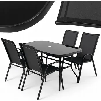 Zahradní sestava Zahradní nábytek stůl + 4 židle, černé OD5085 ONDRAGON