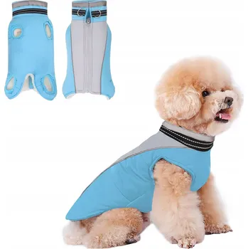 Obleček pro psa Zateplená bunda pro psa s fleecem a reflexními prvky, velikost S, modrá