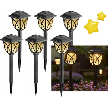 Venkovní osvětlení ZAPICHOVACÍ ZAHRADNÍ SVÍTIDLA 6 KS SOLÁRNÍ LED SLOUPEK VLNOVÉ SVĚTLO ODOLNÉ