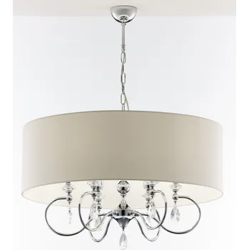 Jupiter Závěsné svítidlo ELBA chrom 6xE27 bílé stínidlo křišťály