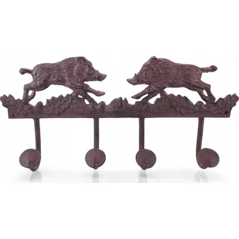 Věšák Kovový věšák na oblečení se 4 háčky - lovecký motiv KANEC - 43x20 cm