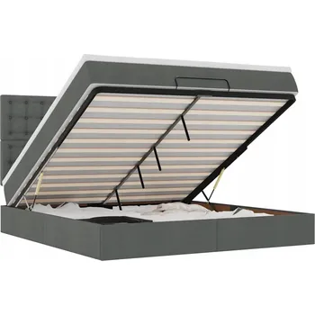 Postel VidaXL Rám postele Otomana s matrací, šedá, 160 x 200 cm, látka