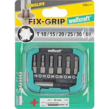 Bit Wolfcraft box s bity 7-dilný, Torx FIX-GRIP 2965000