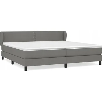 Postel Kontinentální postel s matrací, tmavě šedá látka 200x200 cm
