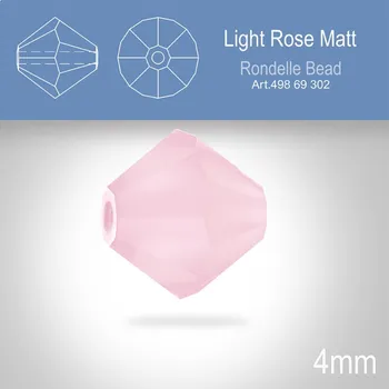 PRECIOSA Bicone MC BEAD (sluníčko) velikost 4mm. Barva LIGHT ROSE Matt. Balení 30ks .