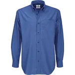 Košile pánská B&C Oxford s dlouhým rukávem - modrá, 6XL