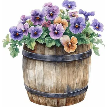 Textilní nažehlovací páska Dante Nažehlovačka Macešky v sudu - 6 x 6 cm