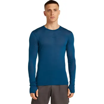 Pánská móda Pánské merino tričko s dlouhým rukávem ICEBREAKER Mens 75 Cool-Lite Featherlight LS Crewe, Atlantis velikost: XL
