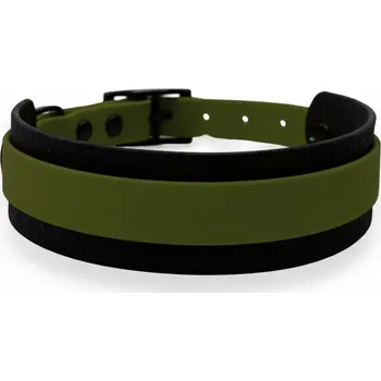 PafDog® Voděodolný široký gumový obojek pro psy khaki zelený-černý - šířka 4 cm Vyberte velikost: M