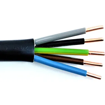 elektrický kabel Kabel CYKY-J 5x6 (CYKY 5Cx6) instalační měděný vodiče modrá-žlutozelená-hnědá-černá-šedá