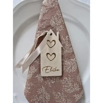 Svatební dekorace Svatební cedulka se jménem - Domeček 2 (Svatební cedulka se jménem - Domeček 2)