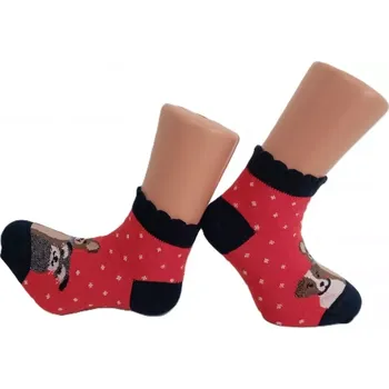 Dívčí nízké ponožky Trepon Friend červené (Dětské kotníkové ponožky s pejsky)