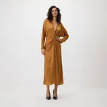 Reserved - Šaty s řasením - zlatavá hnědá - 755JC-82X - 755JC-82X-XL