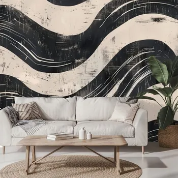 Tapeta Dovido Samolepící fototapeta abstraktní černobílé vlny