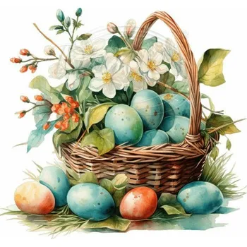 Textilní nažehlovací páska Dante Nažehlovačka Košík s kraslicemi 4 - 12 x 11 cm