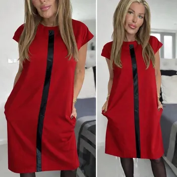 Dámská sukně Světové Zboží Bavlněná šatovka kapsy s pruhem - červená