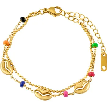 Náramek Dvojitý pozlacený náramek Sereia z chirurgické oceli KMM211343B