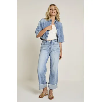 Dámský kabát Bunda Para Mi Mauve D198 světle modrá džínová Velikost: 34