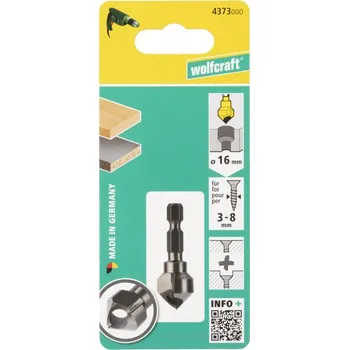 Vrták Wolfcraft Záhlubník průhledný WS, 1 břit, 6.hr.-stopka, průměr 16mm