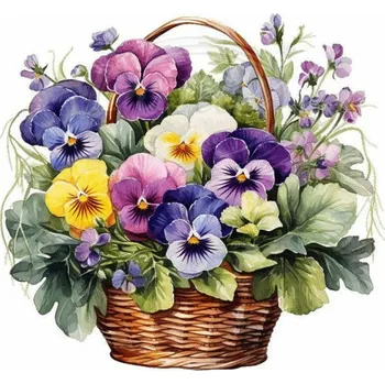 Textilní nažehlovací páska Dante Nažehlovačka Macešky v košíku 1 - 6 x 6 cm