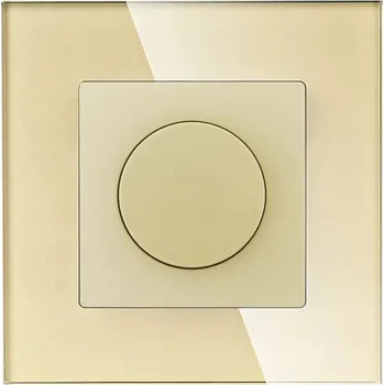 vypínač OTOČNÝ STMÍVAČ MECHANICKÝ SPÍNAČ SE SKLENĚNÝM RÁMEČKEM FLEX 86mm ZLATÝ