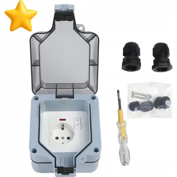 Elektrická zásuvka VENKOVNÍ ZÁSUVKA IP66 S VYPÍNAČEM, ZAHRADNÍ VODĚODOLNÁ