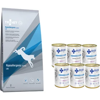 Krmivo pro psa TROVET LRD Hypoallergenic - Lamb 10kg + ENZO VET Hypoallergenic s králíkem 6x400g