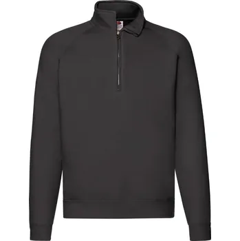 Chlapecké tričko Mikina pánská Fruit of the Loom Zip Neck Sweat - černá, XXL