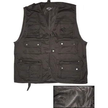 Pánská vesta Vesta JAGD se síťkou na lov nebo rybaření - černá, 4XL