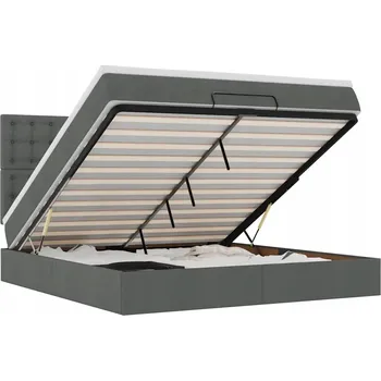 Postel VidaXL Rám postele Otomana s matrací, šedá, 160 x 200 cm, látka