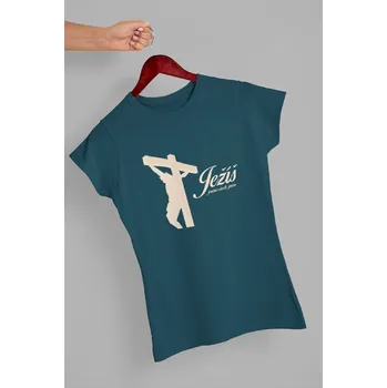 Křesťanské tričko Ježíš jméno všech jmen Barva: Petrolejová modrá, Velikost: XL
