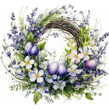 Textilní nažehlovací páska Dante Nažehlovačka Velikonoční věneček 7 - 6 x 6 cm