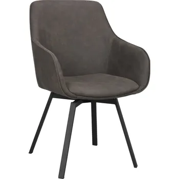 Jídelní židle Otočná židle s područkami Alison | Tmavě šedé/černé