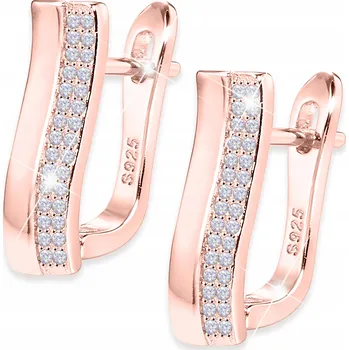 Náušnice Růžové Náušnice 925 Anglické Zapínání POZLACENÉ 750 Klipsy s Zirkony