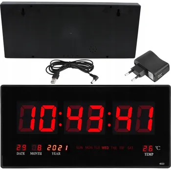 Hodiny LED nástěnné hodiny Clock černé 45 cm