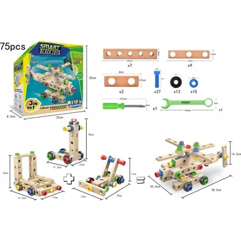 ostatní stavebnice STAVEBNICE + NÁŘADÍ PRO DĚTI 75 DÍLŮ