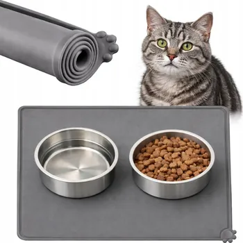 Miska pro psa Podložka pod misku Mersjo silikonová šedá 48x30 cm voděodolná