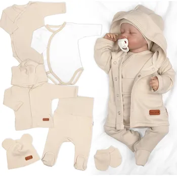 Kojenecká souprava Baby Nellys Bavlněná souprava pro miminko do porodnice 6D Made with love béžová Baby Nellys Vel. 56