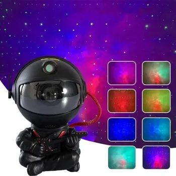 Světelný efekt PROJEKTOR NOČNÍ OBLOHY ASTRONAUT ČERNÝ LED S DÁLKOVÝM OVLÁDÁNÍM - EFEKT GALAXIE + LASER