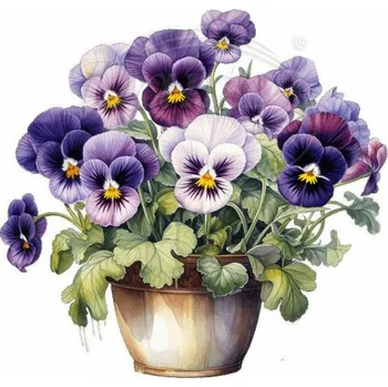 Textilní nažehlovací páska Dante Nažehlovačka Macešky v květináči - 6 x 6 cm