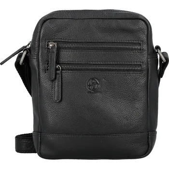 Pánská kožená crossbody taška černá - Bellugio Tiber černá