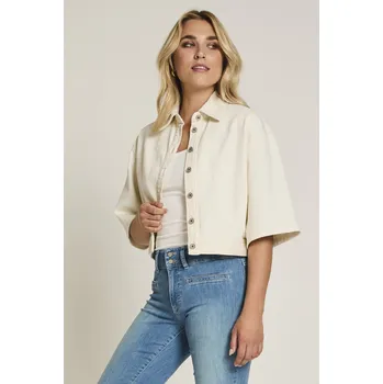 Dámský kabát Bunda Para Mi Mauve 015 krémová džínová Velikost: 34