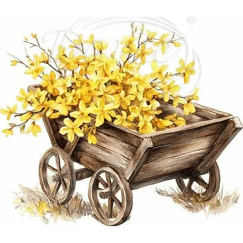 Textilní nažehlovací páska Dante Nažehlovačka Vozík zlatého deště - 12 x 10 cm