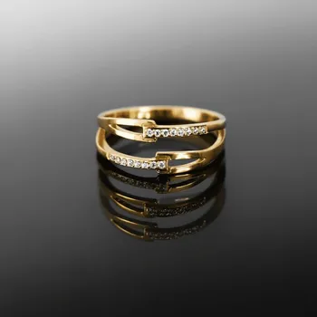 Prsten Prsten „Zlatá dvojitá elegance“ zdobený zirkony z pozlacené chirurgické oceli č. 1898 - 65